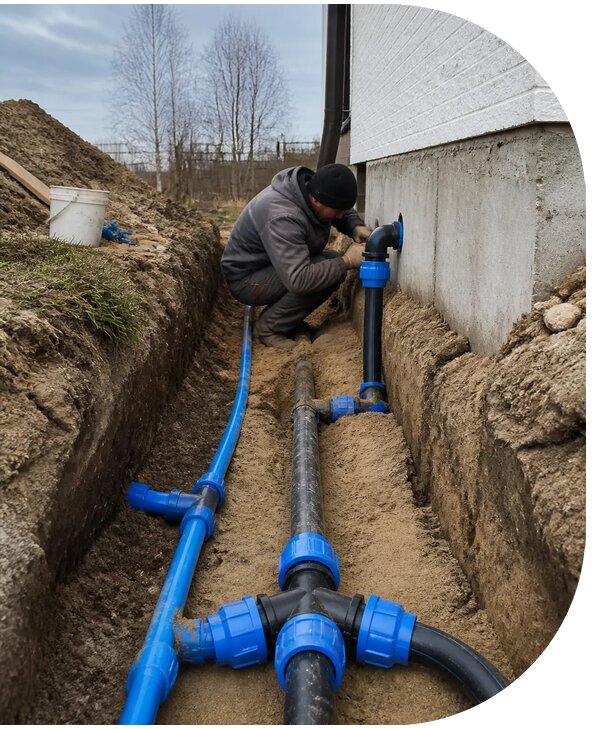 Монтаж наружного водопровода на участке под ключ в Великих Луке